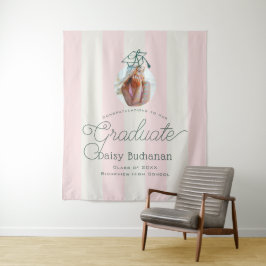 Tapiz Fondo de graduación con rayas rosadas y verdes par