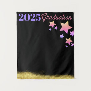 Tapiz Fondo de graduación de estrellas de arcoíris dorad