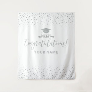 Tapiz Fondo de graduación de felicitación con confeti pl