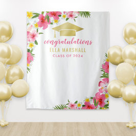 Tapiz Fondo de graduación de felicitaciones rosa Tropica