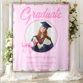Tapiz Fondo de graduación de foto con lazo de gingham ro