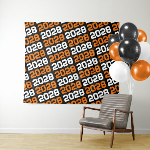 Tapiz Fondo de graduación negro y Naranja