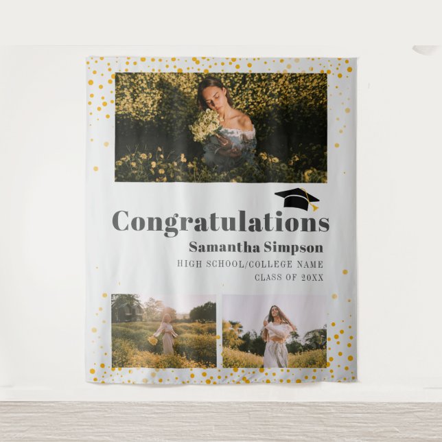 Tapiz Fondo de graduación para cabina de fotos con colla (Anverso)