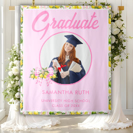 Tapiz Fondo de graduación recién graduado con limón rosa