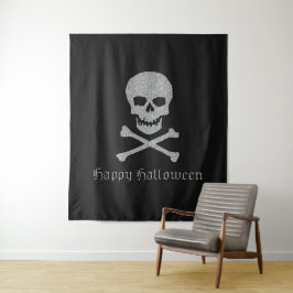 Tapiz Fondo de Halloween con cráneo plateado y cruces