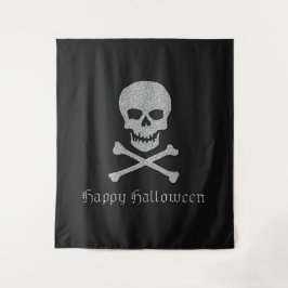 Tapiz Fondo de Halloween con cráneo plateado y cruces