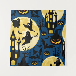 Tapiz Fondo de Halloween. Patrón sin soldadura con lunas