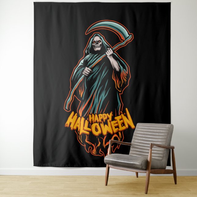 Tapiz Fondo de Halloween Skull Grim Reaper (In situ)