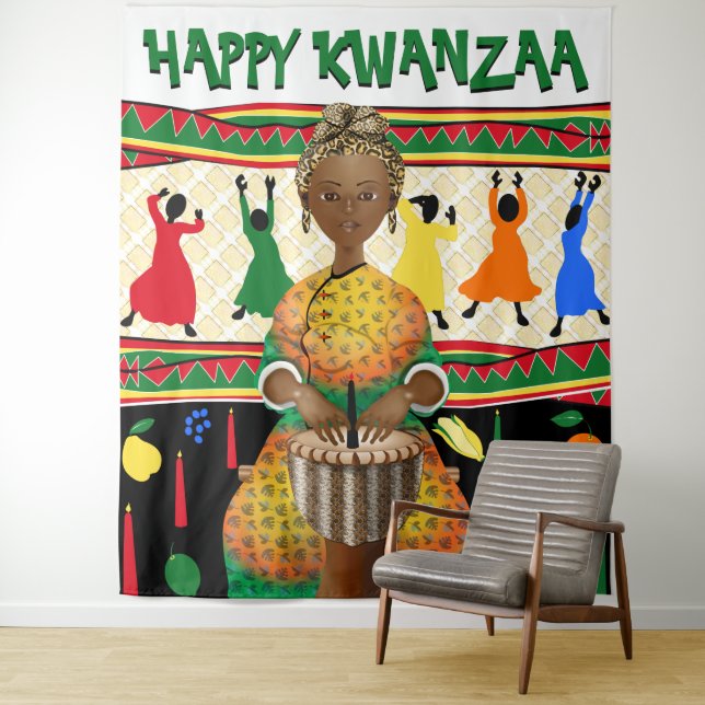 Tapiz Fondo de Kwanzaa Fiesta Afroamericana (In situ)