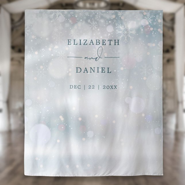 Tapiz Fondo de la cabina fotográfica del Boda Winter Won (Winter Wonderland Wedding Photo Booth Backdrop)