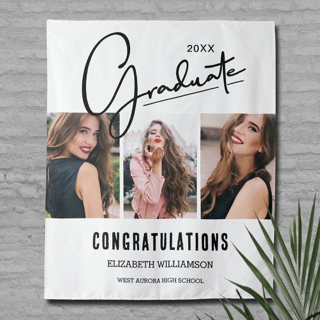 Tapiz Fondo de la cabina fotográfica del partido de grad (Graduation Photo Booth Backdrop, choose your size when ordering)