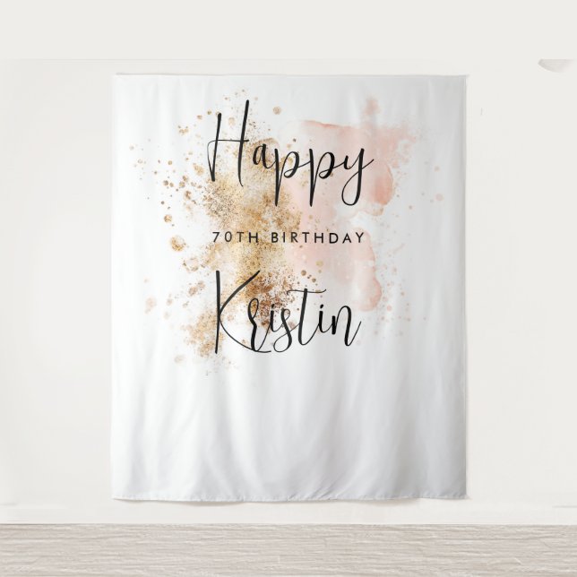 Tapiz Fondo de la caja de fotos de cumpleaños 70 mujeres (Anverso)