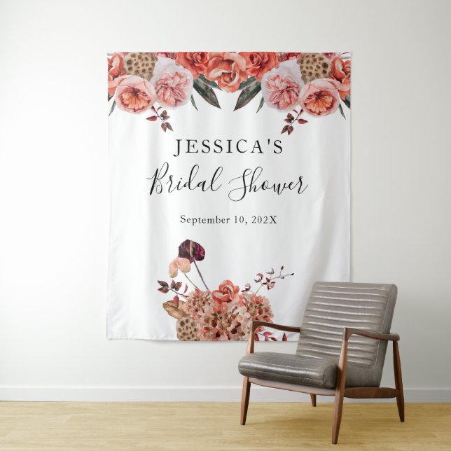 Tapiz Fondo de la ducha floral otoñal (In situ)