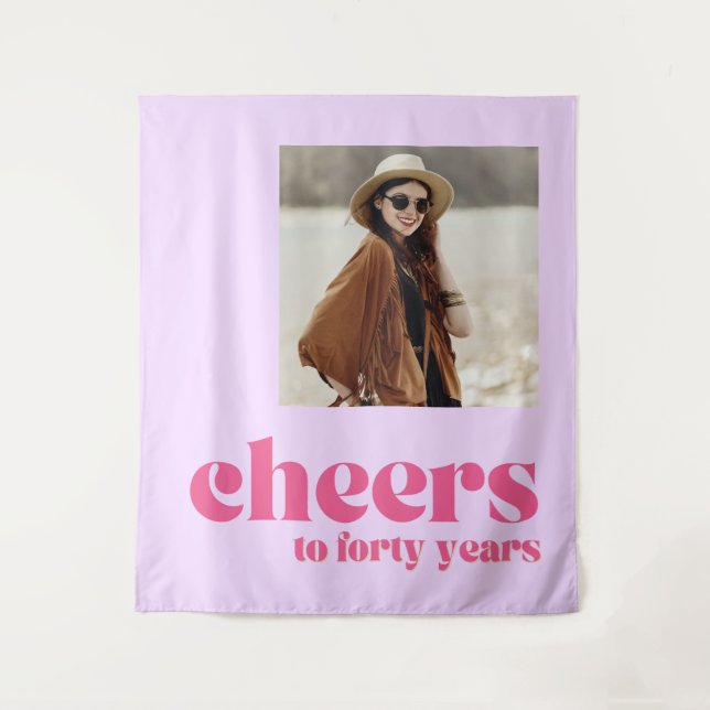 Tapiz Fondo de las ovaciones de cumpleaños 40, púrpura r (Anverso)