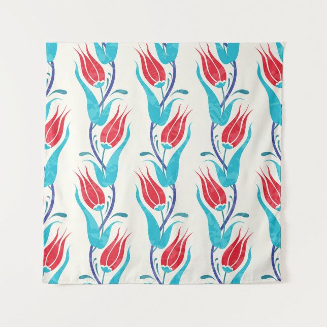 Tapiz Fondo de los tulipanes. Motif turco tradicional. c (Anverso)