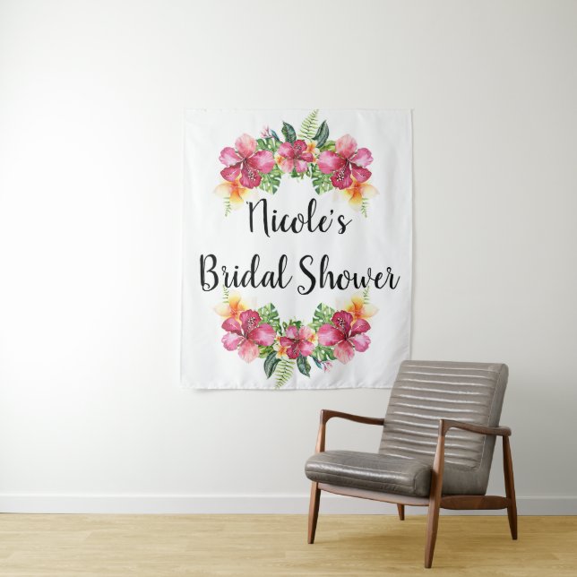 Tapiz Fondo de Luau Botánico de Hibisco Floral Tropical (In situ)