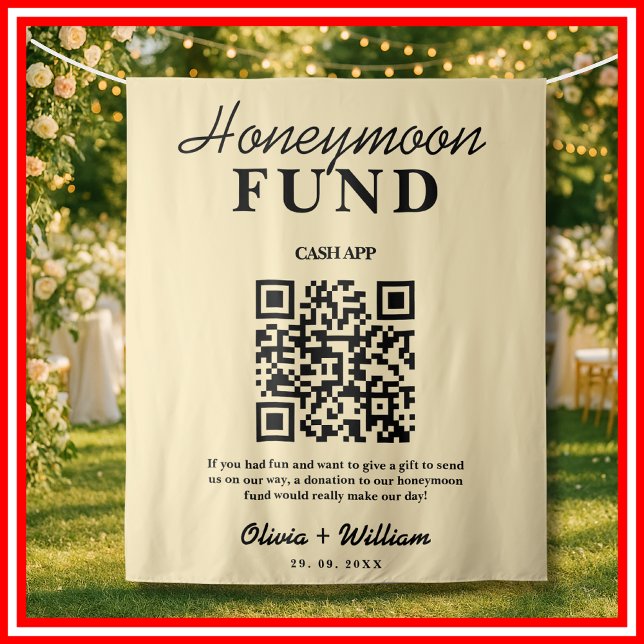 Tapiz Fondo de luna de miel con código QR de boda en ama (Subido por el creador)