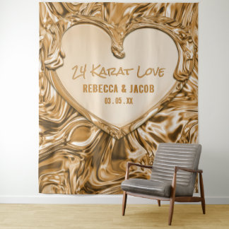 Tapiz Fondo de Metal Dorado de Lujo con Corazón
