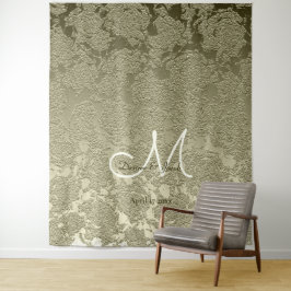 Tapiz Fondo de monograma de verde salvia elegante floral