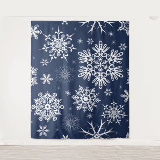 Tapiz Fondo de Navidad con patrón de copo de nieve blanc