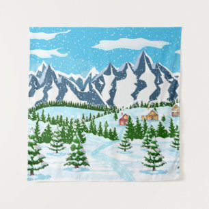 Tapiz Fondo de navidades de invierno. Madera de pino y s