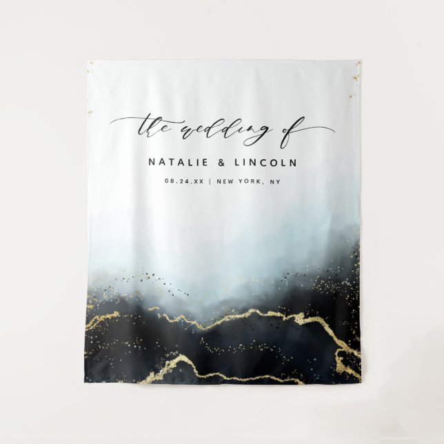 Tapiz Fondo de pantalla para cabina de fotos azul marino (Anverso)