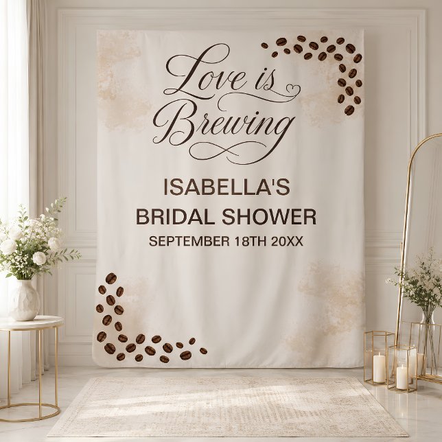 Tapiz Fondo de Pantalla para Despedida de Soltera 'El Am (Love Is Brewing Bridal Shower Backdrop)