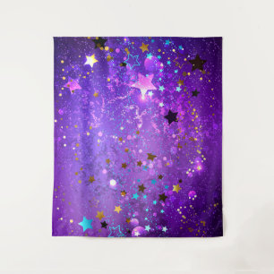 Tapiz Fondo de papel de aluminio púrpura con estrellas