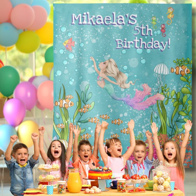 Tapiz Fondo de pared de sirena rubia rosa bajo el mar (Subido por el creador)