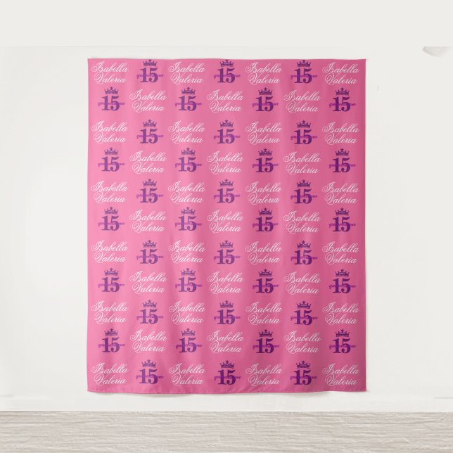 Tapiz Fondo de Paso y Repetición para Quinceañera (Anverso)