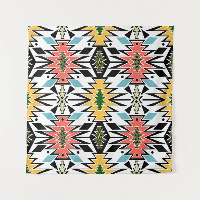 Tapiz Fondo de patrón ornamental africano tribal sin mar (Anverso)