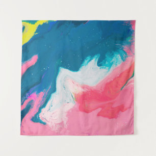 Tapiz Fondo de pintura rosa y turquesa abstracto con