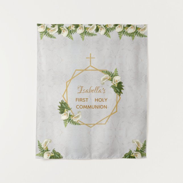 Tapiz Fondo de Primera Comunión Mármol Dorado Calas Liri (Anverso)