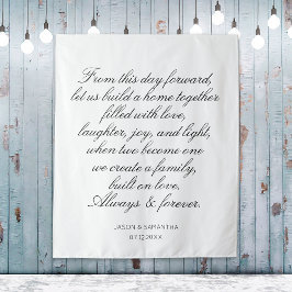 Tapiz Fondo de Promesas de Boda Caligrafía Personalizada
