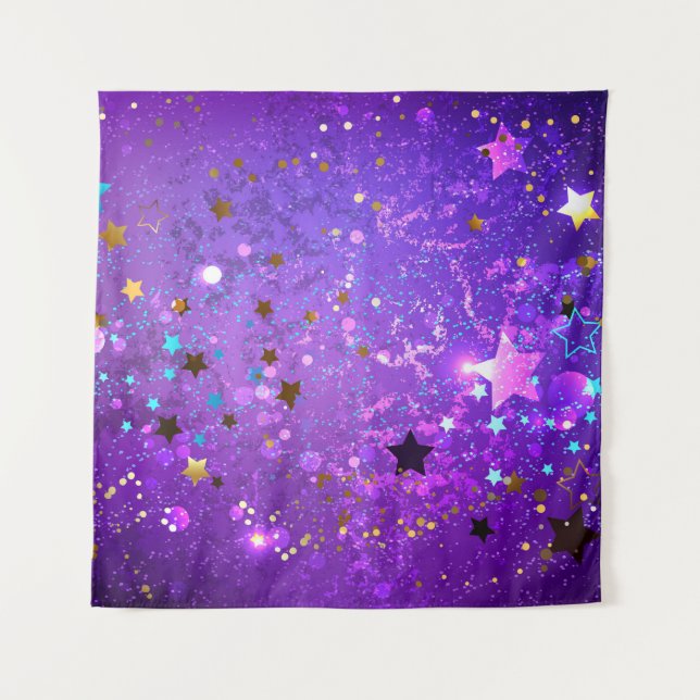 Tapiz Fondo de Relieve metalizado púrpura con estrellas (Anverso)