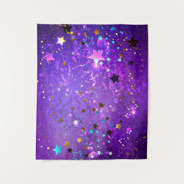 Tapiz Fondo de Relieve metalizado púrpura con estrellas (Anverso)