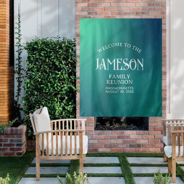 Tapiz Fondo de reunión de la familia de degradados moder (Planning a family reunion? Welcome guests with this custom backdrop! )