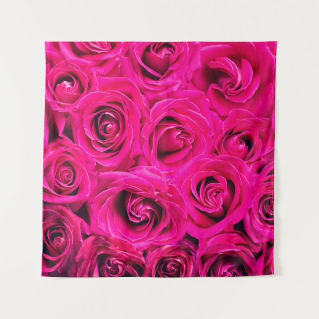 Tapiz Fondo de rosas de flores rosadas (Anverso)