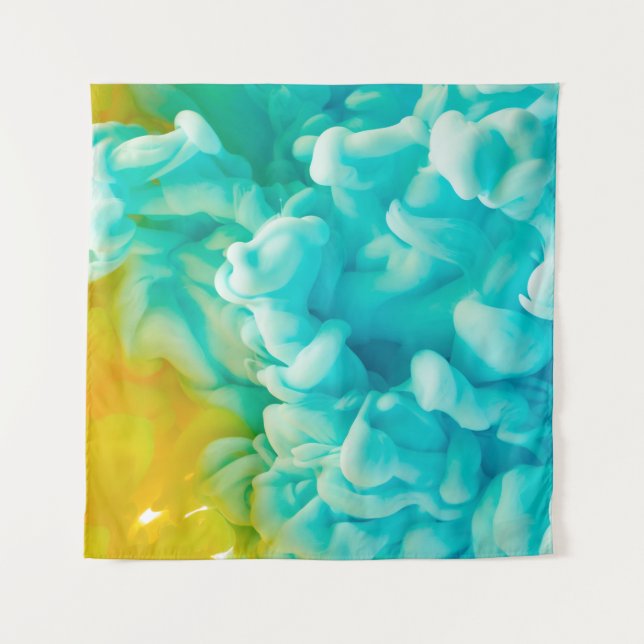 Tapiz Fondo de salpicadura de pintura abstracta amarillo (Anverso)