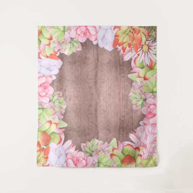 Tapiz Fondo de Suculentas Acuarela (Anverso)