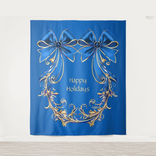 Tapiz Fondo de vacaciones Blue Gold Flower (Anverso)