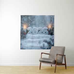 Tapiz fondo de velas nevadas de año nuevo
