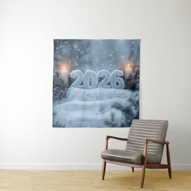 Tapiz fondo de velas nevadas de año nuevo (In situ)