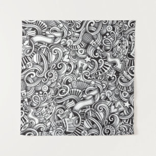 Tapiz Fondo de Vintage de Doodles de Música