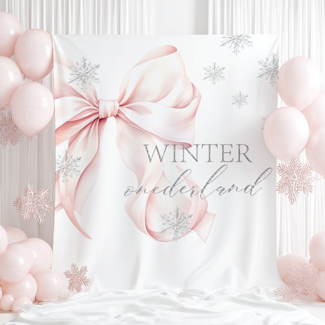 Tapiz Fondo de Winter Onederland con Lazo Rosa (Subido por el creador)