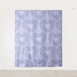 Tapiz Fondo del boda en monograma blanco azul tulipano