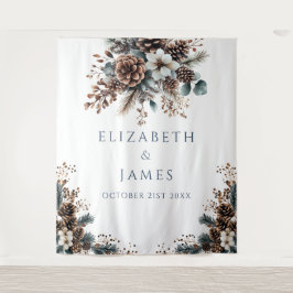 Tapiz Fondo del Booth Floral Pinecone Wedding Party