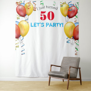 Tapiz Fondo del Booth fotográfico de los 50 cumpleaños d