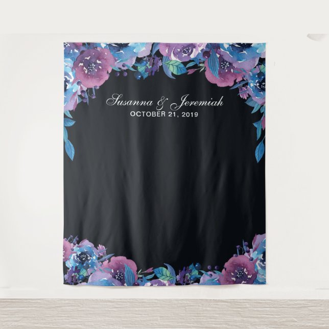 Tapiz Fondo del cuerpo de la foto del Boda morado floral (Anverso)