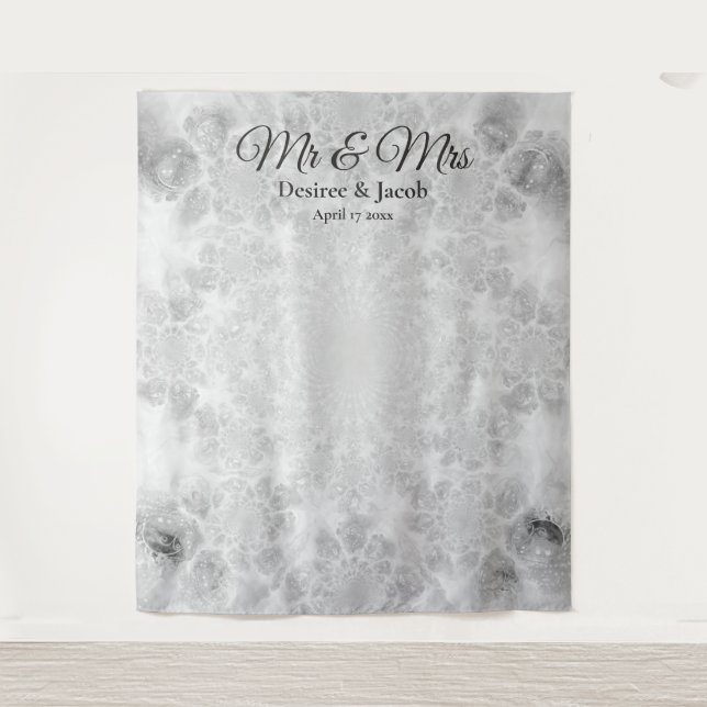 Tapiz Fondo del cuerpo fotográfico blanco gris gris boda (Anverso)